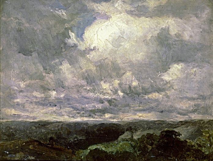 Edward Mitchell Bannister landscape, cloudy sky